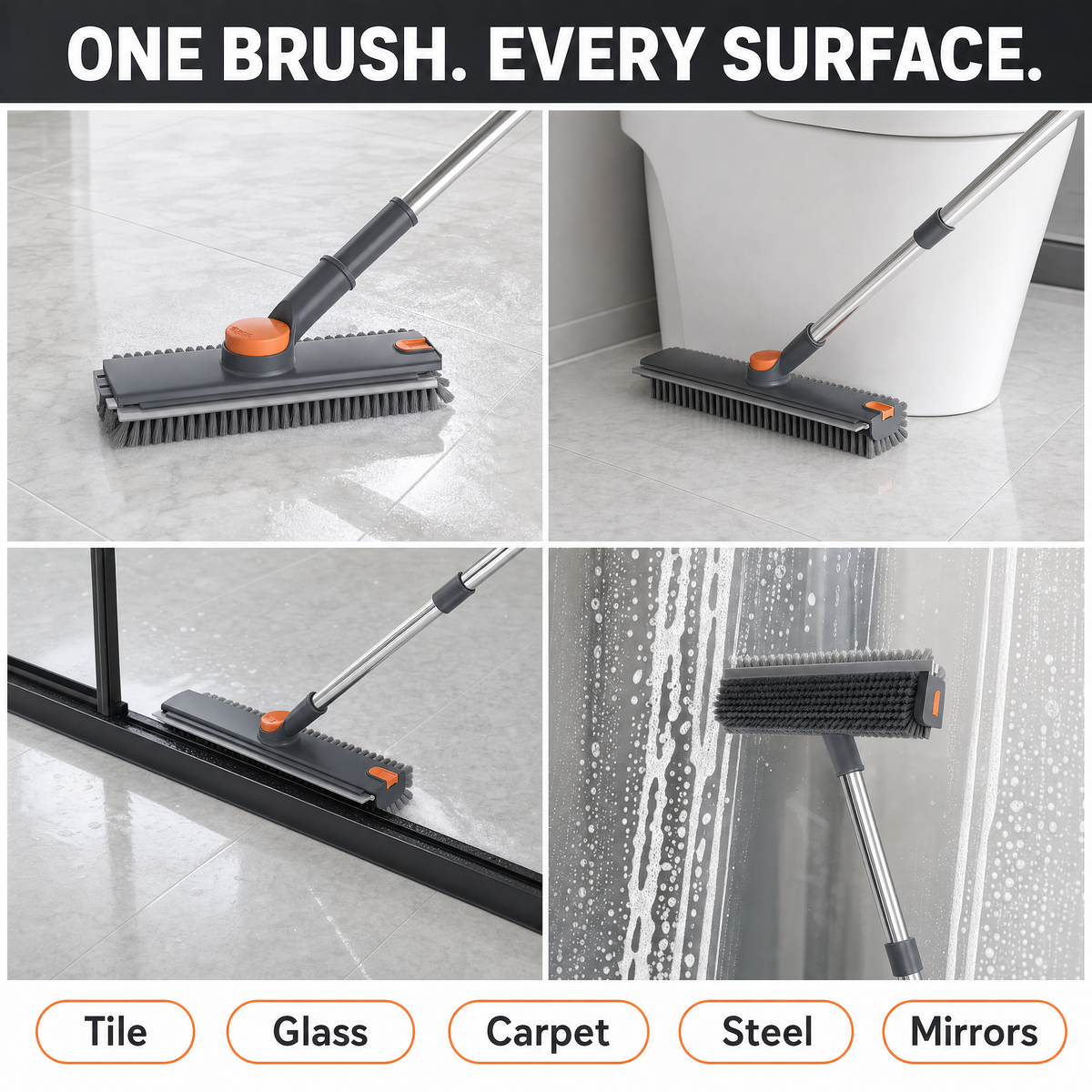 TriBrush™ 3-in-1 Sturdy Floor Scrub Brush