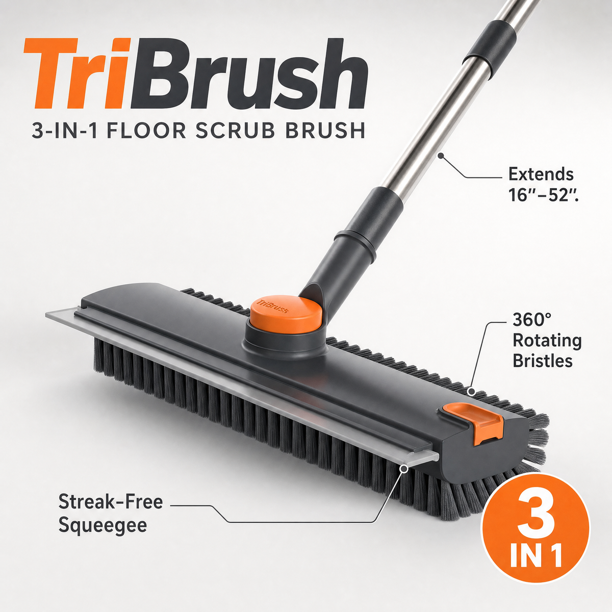 TriBrush™ 3-in-1 Sturdy Floor Scrub Brush